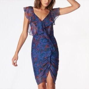 NWT Veronica Beard Blue and Red Floral Midi Dress